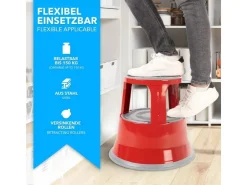 Karat Rollhocker Elefantenfuß Rolltritt aus Stahl - Hocker für Büro oder Gewerbe 150 kg Belastbar TÜV-geprüft -* Hocker