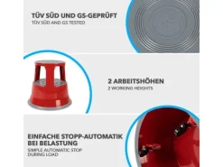 Karat Rollhocker Elefantenfuß Rolltritt aus Stahl - Hocker für Büro oder Gewerbe 150 kg Belastbar TÜV-geprüft -* Hocker