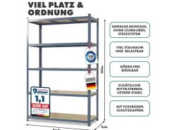 Karat Schwerlastregal Lakota 2er Set Traglast bis 875 kg 150 x 75 x 30 cm* Metallregale|Kellerregale