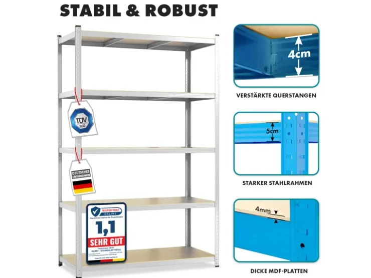 Karat Schwerlastregal Lakota 2er Set Traglast bis 875 kg 200 x 120 x 60 cm* Metallregale|Schwerlastregal