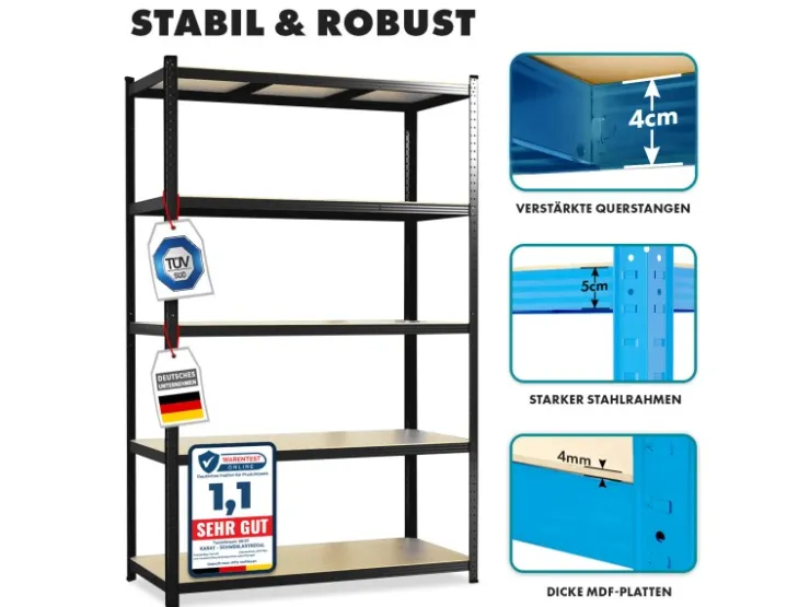 Karat Schwerlastregal Lakota 2er Set Traglast bis 875 kg 200 x 100 x 50 cm* Metallregale