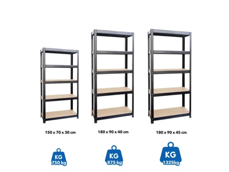 Karat Schwerlastregal Maximale Stabilität Traglast 875 kg Schwarz 150 x 75 x 30 cm* Metallregale|Kellerregale