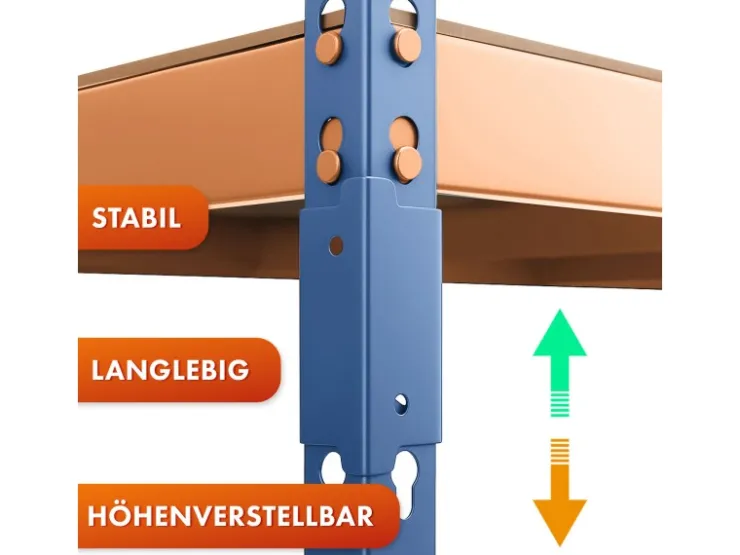 Karat Schwerlastregal Rhino bis 1050 kg Pulverbeschichtet 180 x 90 x 45 cm