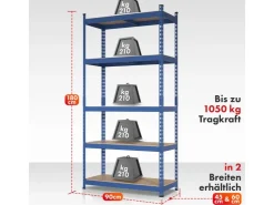 Karat Schwerlastregal Rhino bis 1050 kg Pulverbeschichtet 180 x 90 x 45 cm