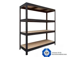 Karat Schwerlastregal Weitspannregal - Schwarz - Gesamtlast 1500 kg - 177 x 160 x 60 cm