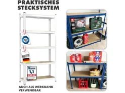 Karat Schwerlastregal Weiß für Keller und Werkstatt Gesamtlast 875 kg 180 x 90 x 45 cm* Schwerlastregal