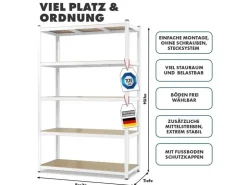 Karat Schwerlastregal Weiß für Keller und Werkstatt Gesamtlast 875 kg 180 x 90 x 45 cm* Schwerlastregal