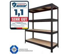 Karat Schwerlastregal Weitspannregal - Schwarz - Gesamtlast 1200 kg - 177 x 200 x 60 cm