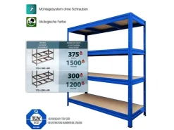 Karat Weitspannregal Schwerlastregal Blau Traglast 1200 kg 200 x 150 x 80 cm* Schwerlastregal
