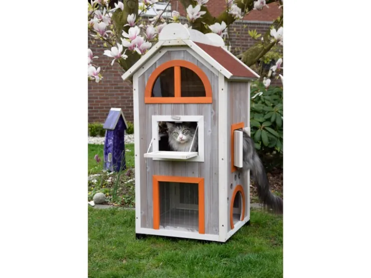 Dobar Katzenhaus "Fancy Cat" aus Holz für draußen und drinnen FSC®