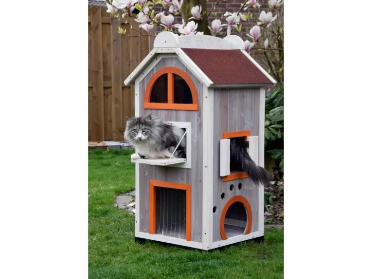Dobar Katzenhaus "Fancy Cat" aus Holz für draußen und drinnen FSC®