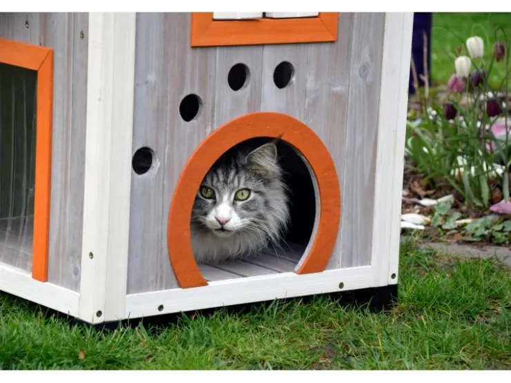 Dobar Katzenhaus "Fancy Cat" aus Holz für draußen und drinnen FSC®