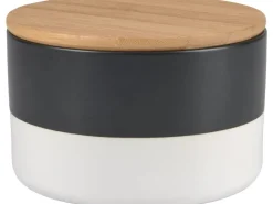 Keramik-Dose mit Deckel Minimalist Zen Ø 12,2 cm Schwarz-Weiß
