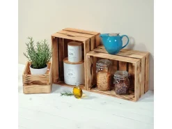 Kesper Holzkiste Kiefer geflammt 15 cm x 30 cm 40 cm 18 l* Flaschenregale