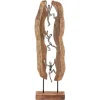 Kobolo Dekofigur Holzdeko Holzfigur CLIMB Holz Braun und Metall Silber