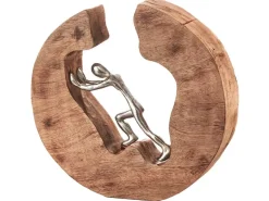 Kobolo Dekofigur Holzdeko Holzfigur STRENGTH Holz Braun Metall Silber