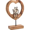 Kobolo Dekofigur Holzdeko Holzfigur SOUL Holz Braun und Metall Silber* Dekorative Figuren
