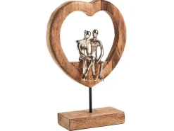 Kobolo Dekofigur Holzdeko Holzfigur SOUL Holz Braun und Metall Silber* Dekorative Figuren