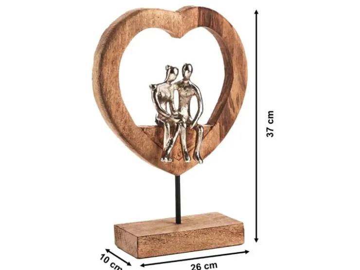 Kobolo Dekofigur Holzdeko Holzfigur SOUL Holz Braun und Metall Silber* Dekorative Figuren