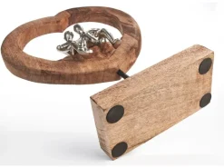 Kobolo Dekofigur Holzdeko Holzfigur SOUL Holz Braun und Metall Silber* Dekorative Figuren