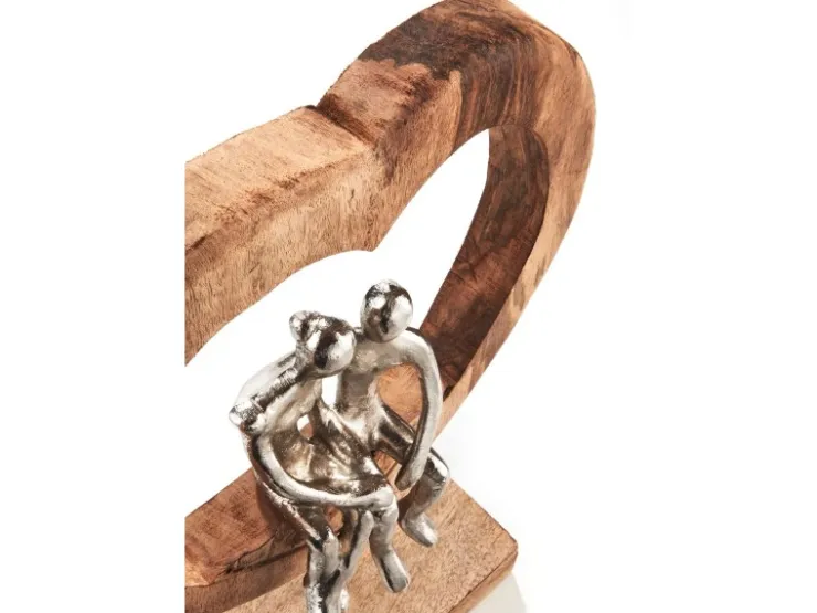 Kobolo Dekofigur Holzdeko Holzfigur SOUL Holz Braun und Metall Silber* Dekorative Figuren