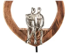 Kobolo Dekofigur Holzdeko Holzfigur SOUL Holz Braun und Metall Silber* Dekorative Figuren