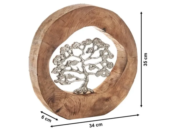 Kobolo Dekofigur Holzdeko Holzfigur VITALITY Holz Metall Silber
