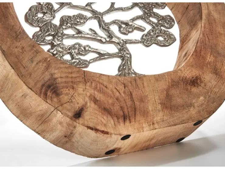 Kobolo Dekofigur Holzdeko Holzfigur VITALITY Holz Metall Silber