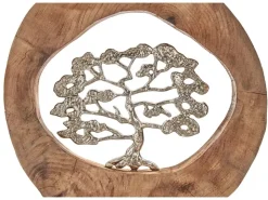 Kobolo Dekofigur Holzdeko Holzfigur VITALITY Holz Metall Silber