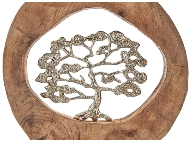Kobolo Dekofigur Holzdeko Holzfigur VITALITY Holz Metall Silber