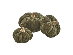 Kobolo Dekokürbis Kürbis aus Textil Set aus 3 Größen Dunkelgrün