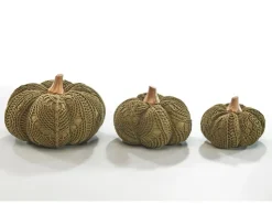 Kobolo Dekokürbis Kürbis aus Textil Set aus 3 Größen Dunkelgrün