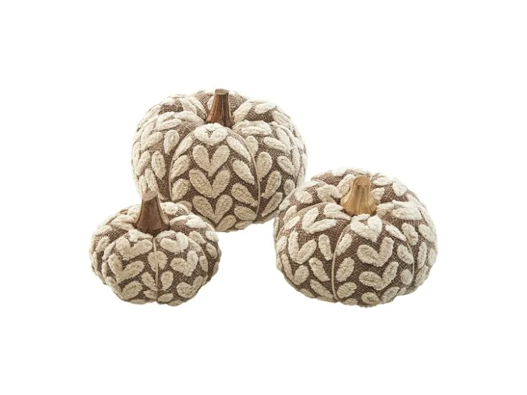 Kobolo Dekokürbis Kürbis aus Textil Set aus 3 Größen Beige* Dekorative Figuren