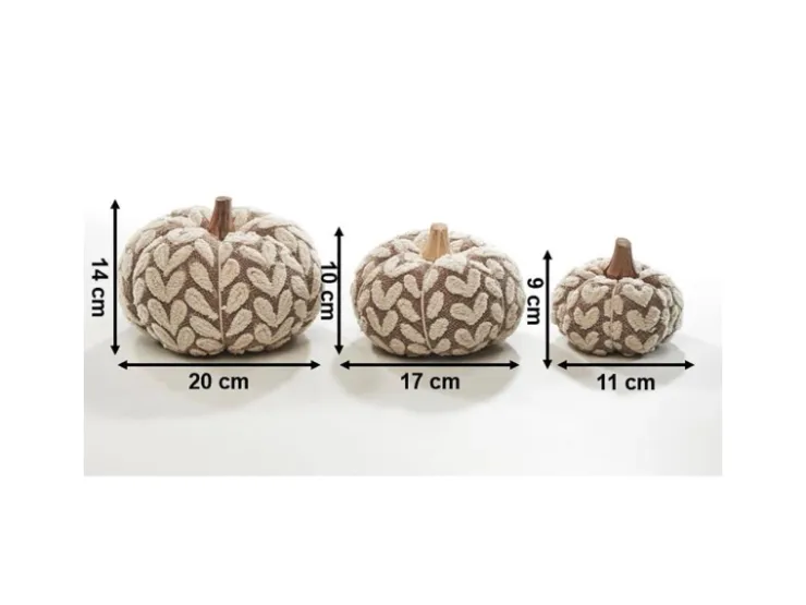 Kobolo Dekokürbis Kürbis aus Textil Set aus 3 Größen Beige* Dekorative Figuren