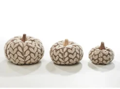Kobolo Dekokürbis Kürbis aus Textil Set aus 3 Größen Beige* Dekorative Figuren