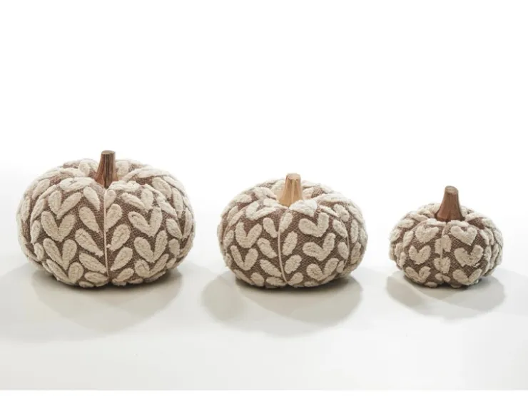 Kobolo Dekokürbis Kürbis aus Textil Set aus 3 Größen Beige* Dekorative Figuren