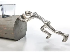 Kobolo Kerzenhalter Teelichthalter FORCE 49x10x14 cm Holz Metall Glas* Dekorative Figuren