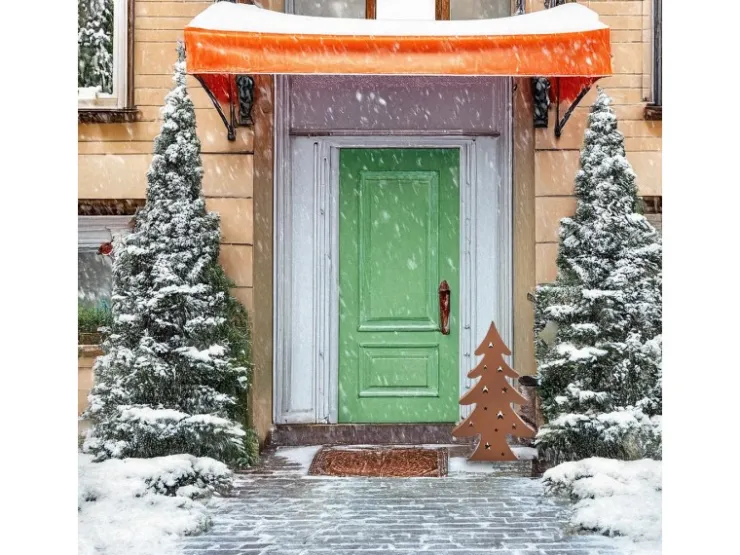 Kobolo Kerzenhalter Teelichthalter Laterne CHRISTMAS aus Metall Rostoptik XL