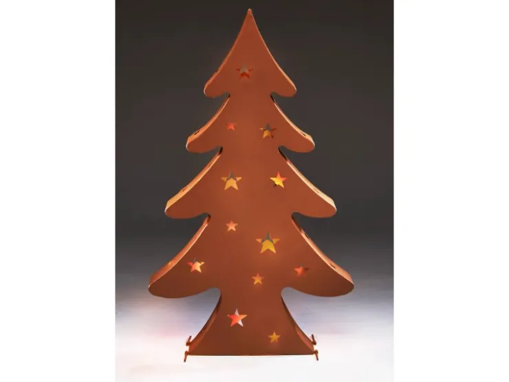 Kobolo Kerzenhalter Teelichthalter Laterne CHRISTMAS aus Metall Rostoptik XL