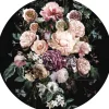 Komar Selbstklebende Runde Tapete Enchanted Flowers Rosa und Schwarz Ø 125 cm 611155