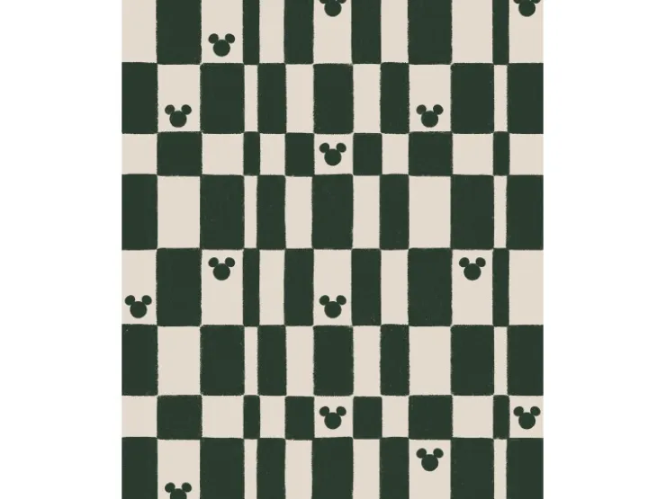 Komar Vlies Fototapete Disney Mickey Mouse Green Chess Rosa-Grün