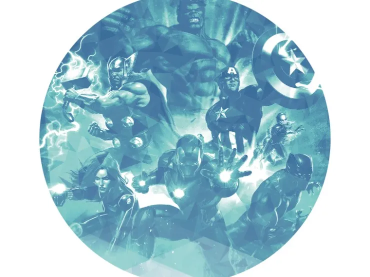Komar Vliesfototapete Dot Avengers Blue Power selbstklebend Ø 125 cm