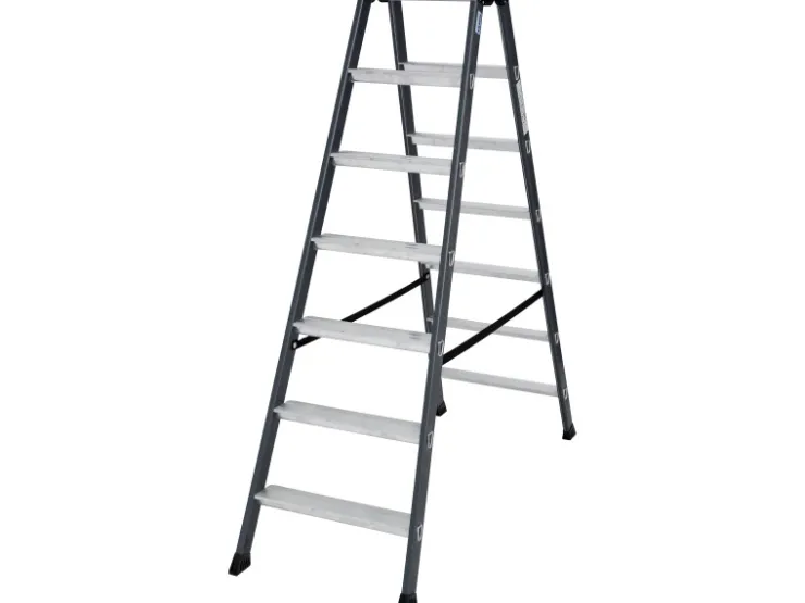 Krause Doppelleiter SePro D 2 x 7 Stufen 150 cm x 53 cm x 136 cm Eloxiert