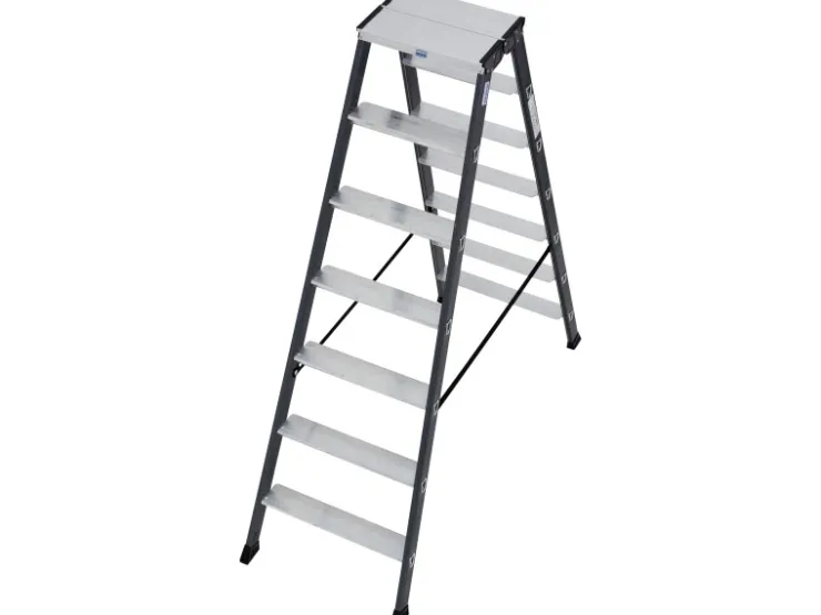 Krause Doppelleiter SePro D 2 x 7 Stufen 150 cm x 53 cm x 136 cm Eloxiert