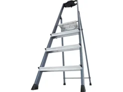 Krause Stehleiter Securo 4 Stufen Eloxiert 145 cm x 46 cm x 85 cm