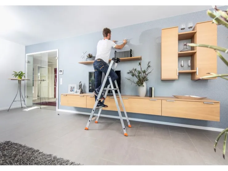 Krause Stehleiter Solido 4 Stufen 145 cm x 46 cm x 88 cm