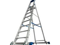 Krause Stehleiter Stabilo mit Traversen Fahrbar 8 Stufen 250 cm x 98 cm x 160 cm