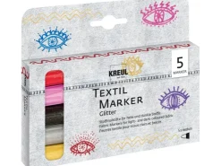 KREUL Textil Marker Glitter medium 5er Set