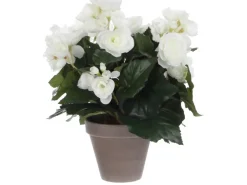 Mica Decorations Kunstblume Begonia Weiß Topf-Ø 11,5 cm H 30 cm, Ø: 25 cm