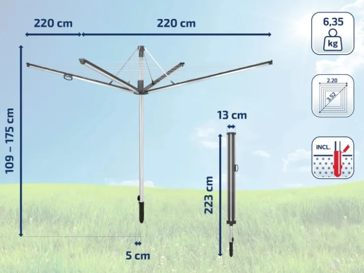 Leifheit Wäschespinne Linomatic Plus 60m Leine Wäscheständer höhenverstellbar* Bettwäsche